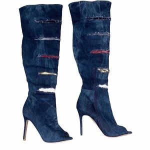 Jean thigh high boots